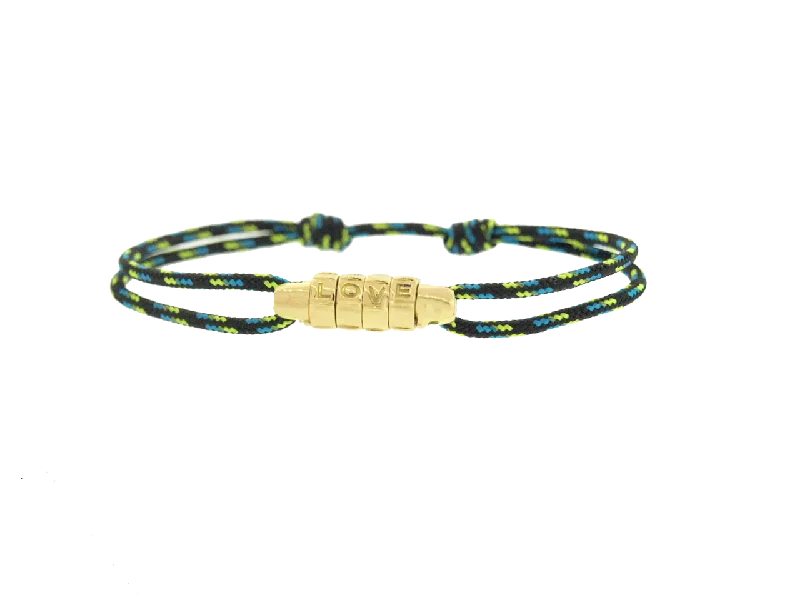 18k Gold Love Lock Combination Cord Bracelet