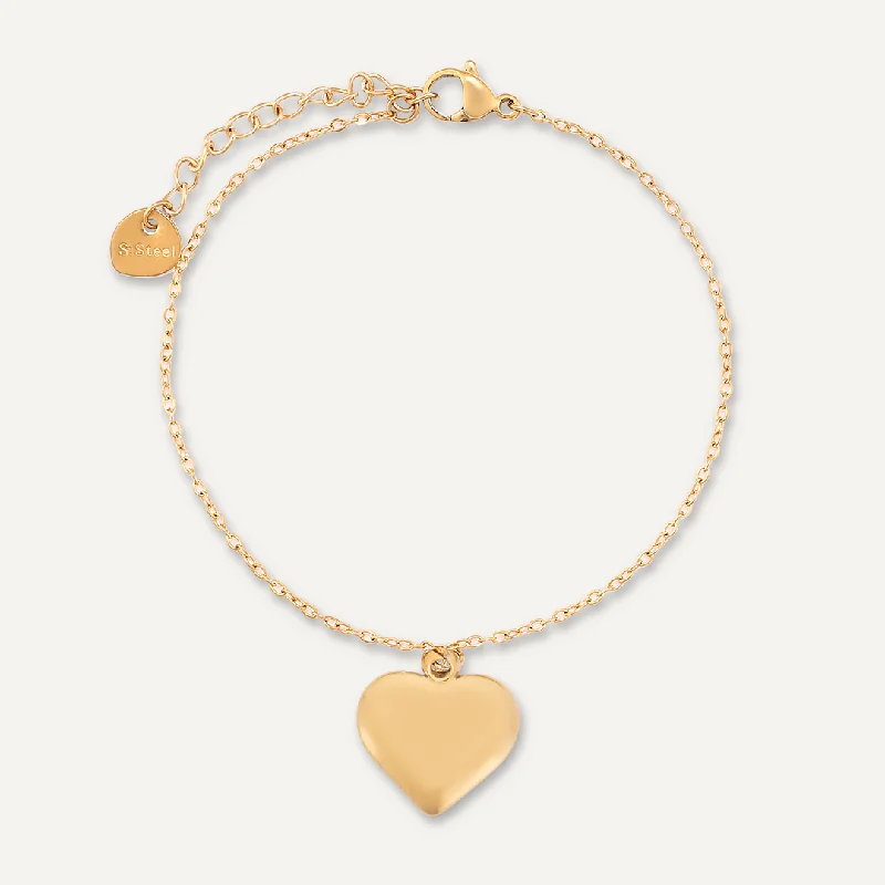 Heart Charm Clasp Bracelet In Gold-Tone