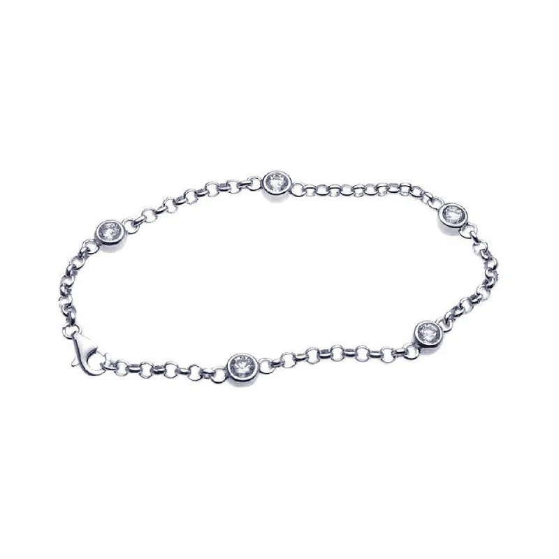 Silver 925 Rhodium Plated Clear CZ Bracelet - STB00382