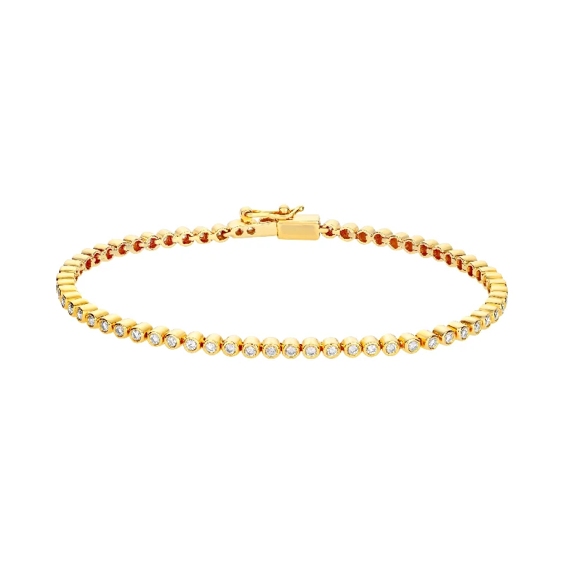 Gold Tennis Bracelet with White Diamonds