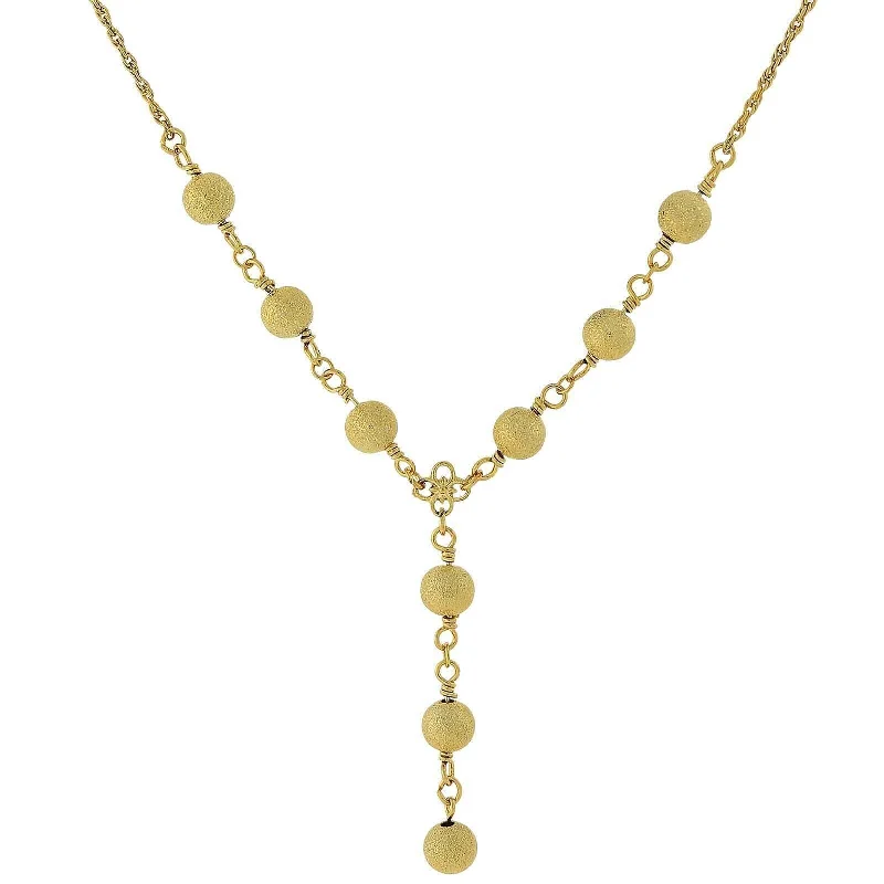 2028 Jewelry Gold Sanded Bead Y-Necklace 16" + 3" Extender