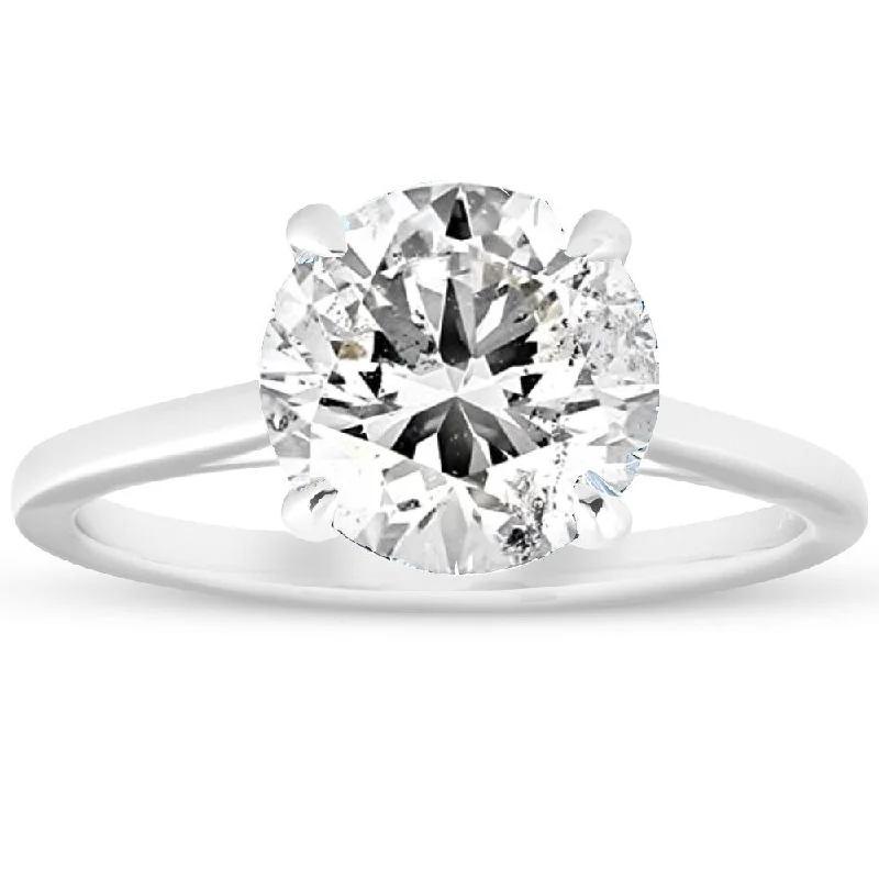 2 Ct Diamond Solitaire Engagement Ring 14k White Gold Cathedral Setting Clarity Enhanced