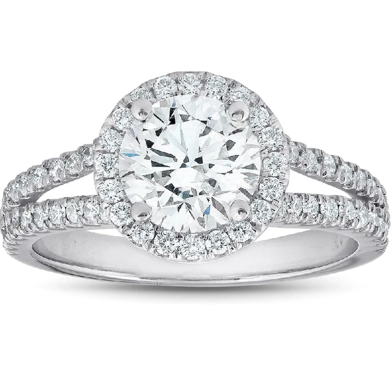 14k White Gold 2 Ct Diamond Engagement Ring Clarity Enhanced (G-H/SI1-SI2)