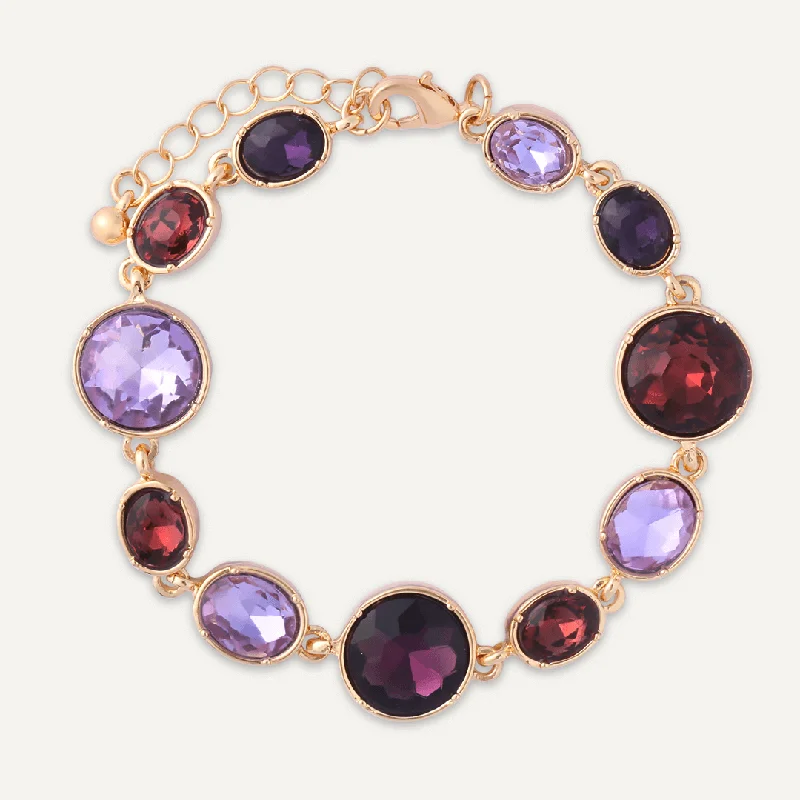 Purple Jewel Clasp Bracelet In Gold-Tone