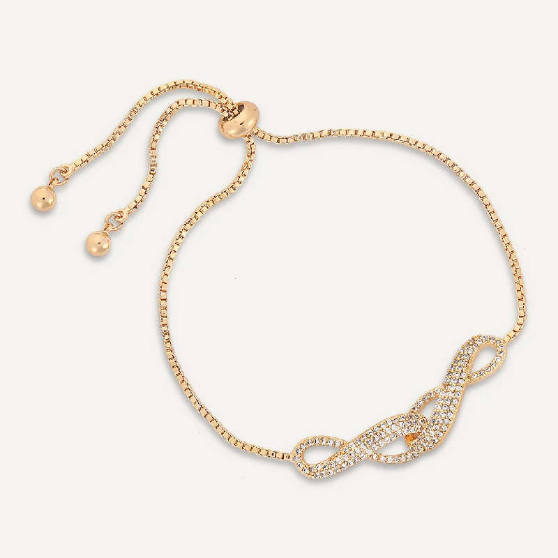 Large Infinity Crystal Drawstring Bracelet In Gold-Tone