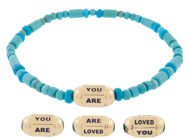 You Are Loved Hexagon Bolt Beaded Bracelet