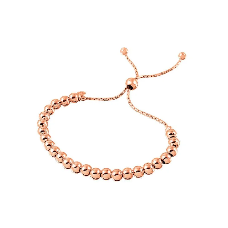 Silver 925 Rose Gold Plated Beaded Lariat Italian Bracelet 5.2mm - DIB00016RGP