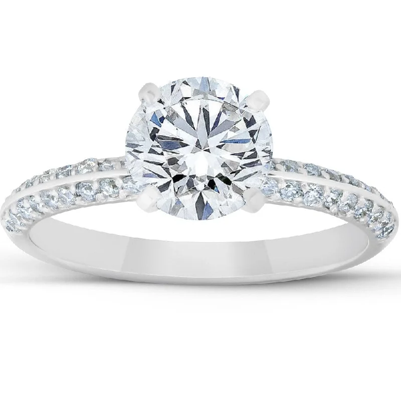 14k White Gold 2 Ct TDW Diamond Engagement Ring Clarity Enhanced