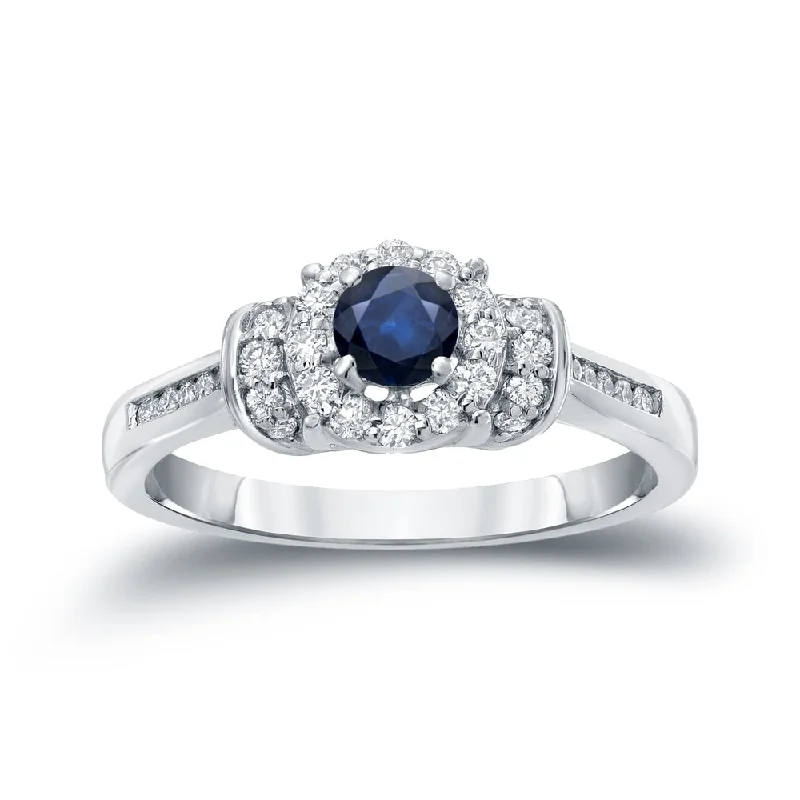 Auriya 1/4ct Blue Sapphire and 1/4ctw Diamond Engagement Ring Set 14k Gold