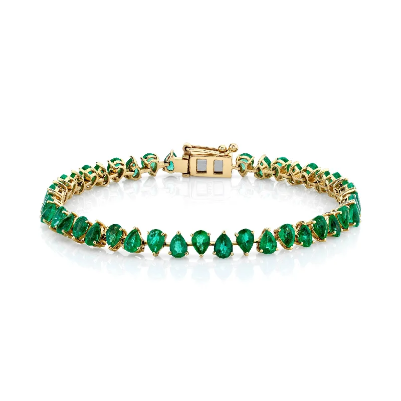 Baby Reverse Water Drop Emerald Tennis Bracelet | Ready to Ship