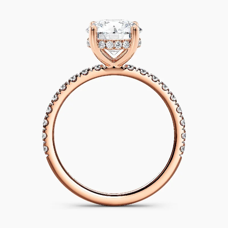 Auriya 14k-Rose Gold Lab Grown Round Hidden-Halo Diamond Engagement Ring 0.80 to 5.30 ct. tw. (F-G VS)