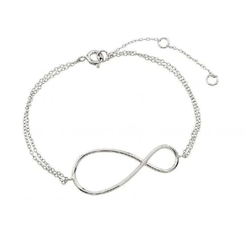 Silver 925 Rhodium Plated Exaggerated Infinity Sign Bracelet - STB00496RHD