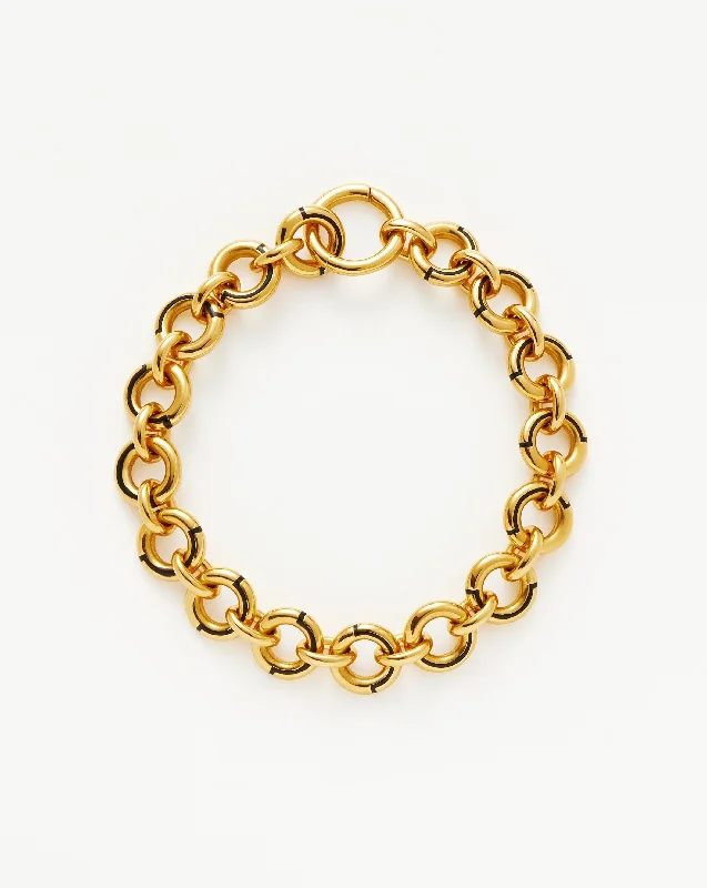 Enamel Byline Link Chunky Chain Bracelet | 18k Gold Plated