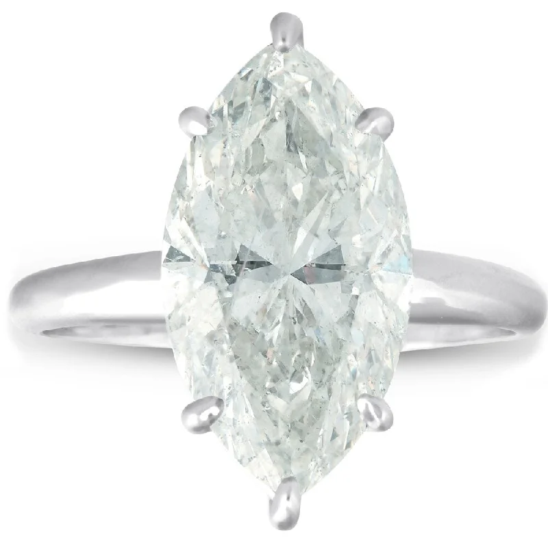 Pompeii3 14k White Gold 6.00ct Marquise Diamond Solitaire Engagement Ring Clarity Enhanced