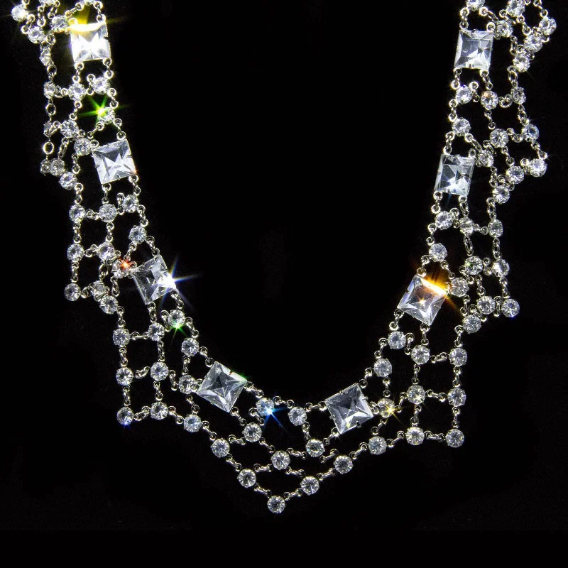 1928 Jewelry Vintage Austrian Crystal Collar Necklace 12" + 3" Extender