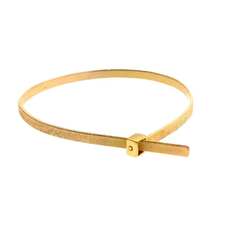 14k Gold Handcuff Cable Zip Tie Bracelet