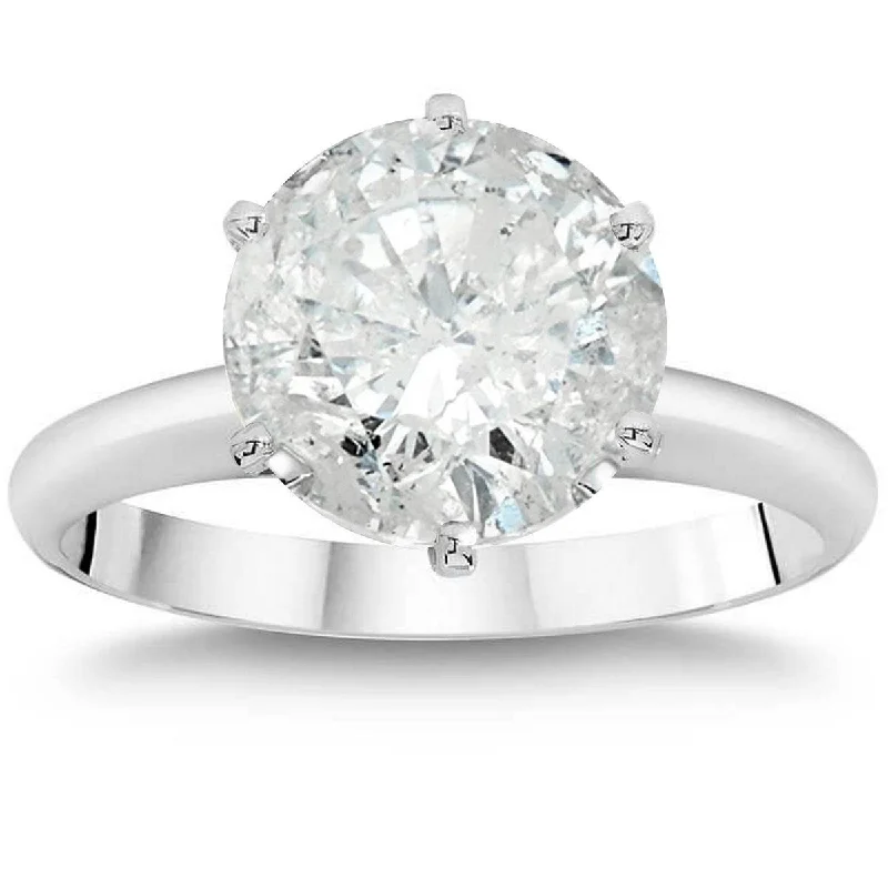 2 1/4 Ct TDW Solitaire Round Diamond 6-Prong Engagement Ring White Gold Enhanced