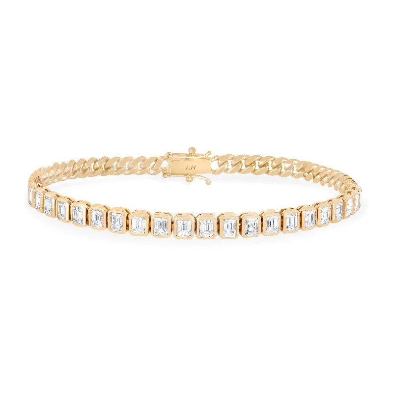 Emerald Cut Diamond Cuban Bracelet | Ready to Ship