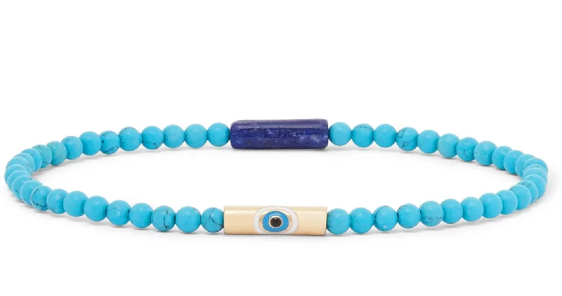 Enameled Evil Eye Slim Tube Beaded Bracelet