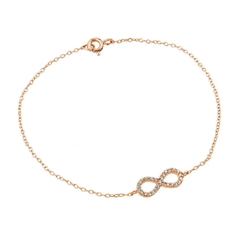 Silver 925 Rose Gold Plated Infinity Clear CZ Bracelet - STB00495RGP