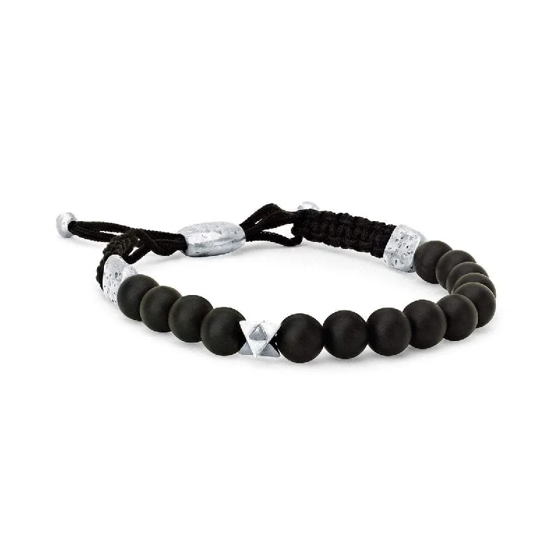 LH x JA Akasha Onyx Mala Bead Bracelet with Silver Merkaba | Ready to Ship