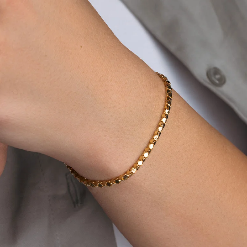 Silver 925 Gold Plated Skinny Multi Circle Italian Bracelet - ITB00015GP