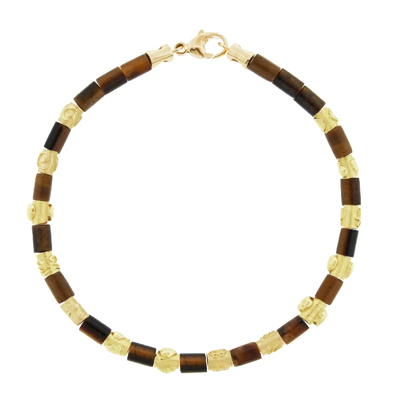 Symbol Spacers Tiger's Eye Bead Bracelet with Clasp