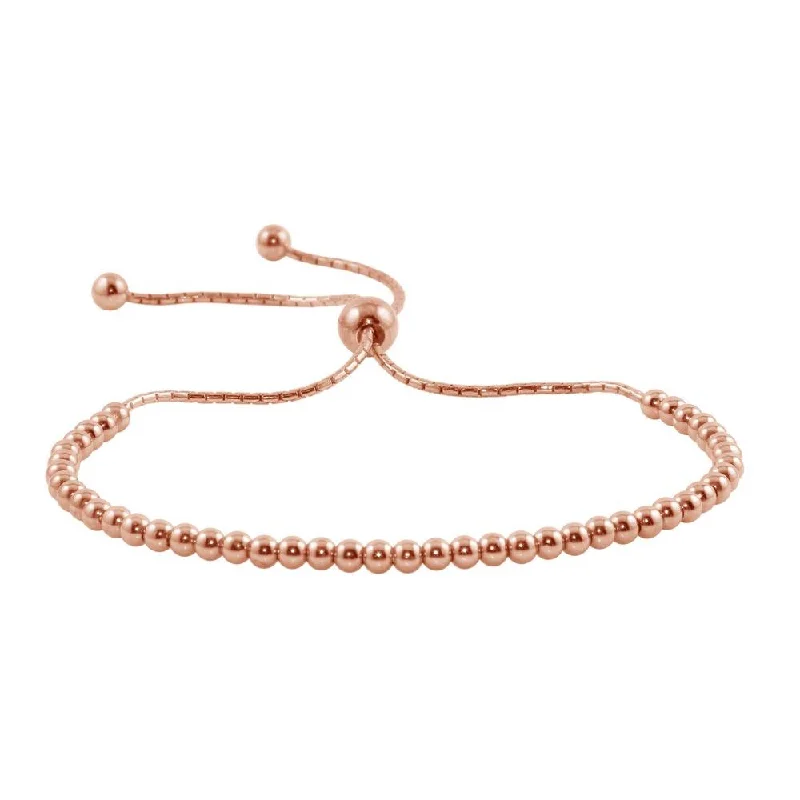 Rose Gold Plated 925 Sterling Silver Beaded Lariat Bracelet - DIB00015RGP