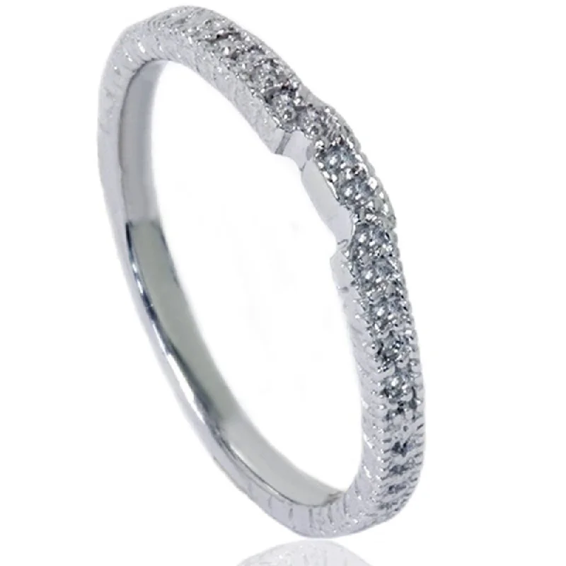 Pompeii3 14k White Gold 1/10 ct TDW Diamond Vintage Guard Wedding Engagement Ring Enhancer