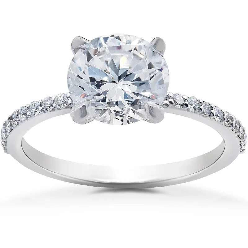 14k White Gold 2 1/4 Ct Solitaire Diamond Engagement Ring Lab Grown (G/H-SI1/SI2)