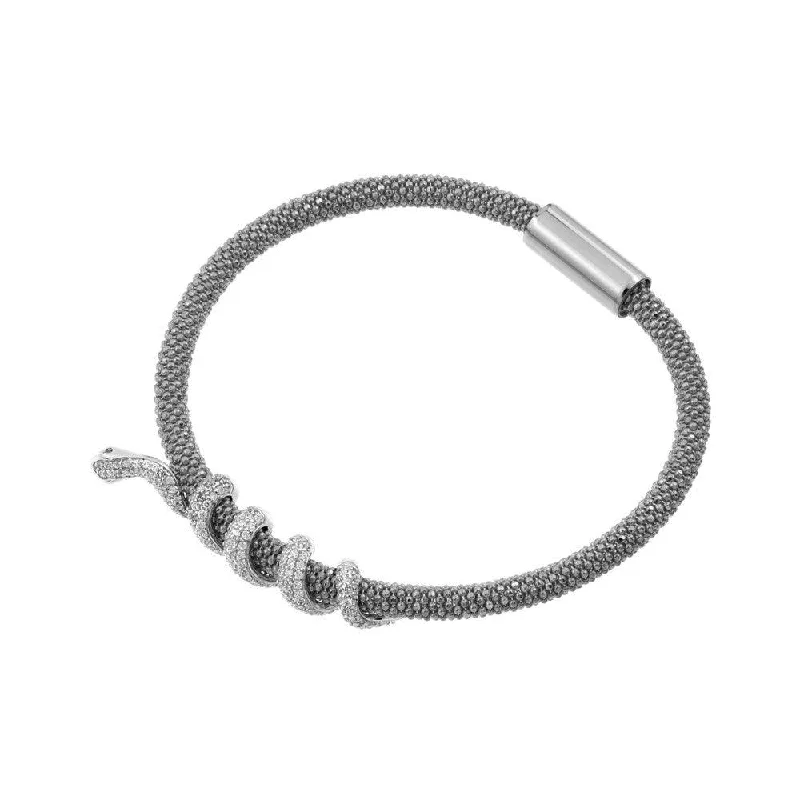 Silver 925 Rhodium Plated Snake Wrap Bracelet - ITB00185RH