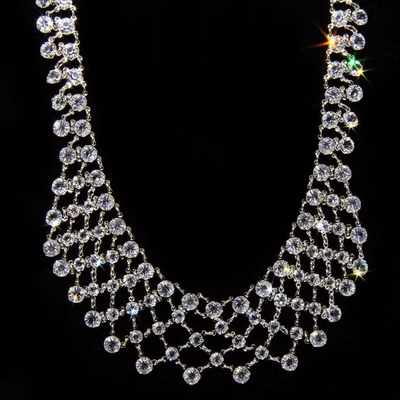 1928 Jewelry Vintage Austrian Crystal Collar Necklace 15" Chain