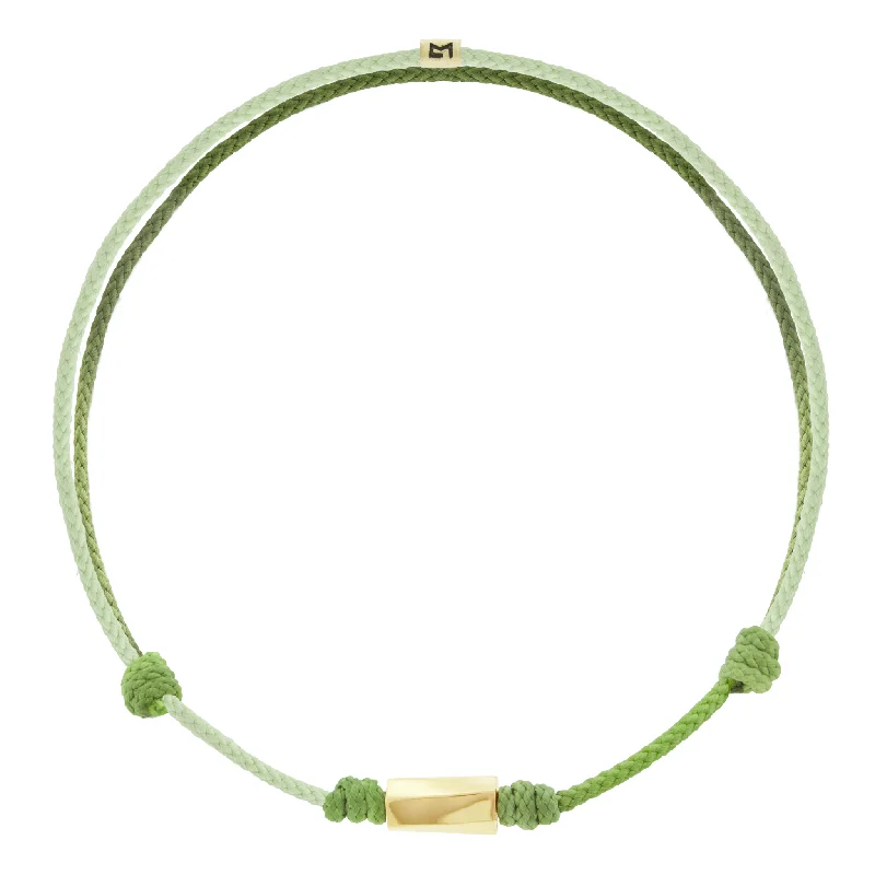 Large Twisted Hexagon on Green Ombre Cord Bracelet