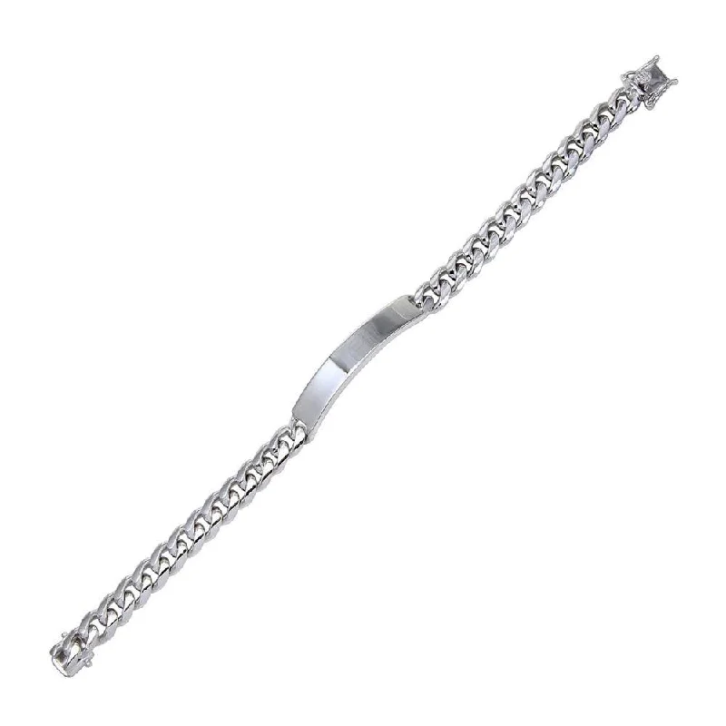 Rhodium Plated 925 Sterling Silver Miami Cuban ID Bracelet 7mm - CDIB00033RH