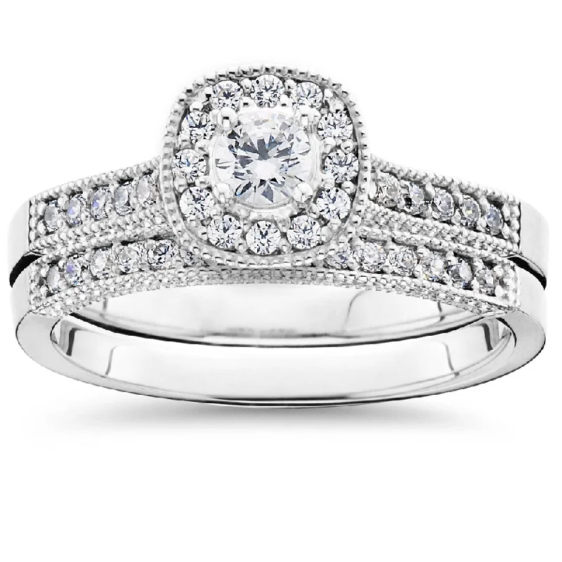 10k White Gold 5/8 ct TDW Diamond Bridal Engagement Ring